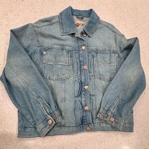 Pilcro Light Blue oversized Denim Jacket Buttons size Medium NWOT Anthropologie